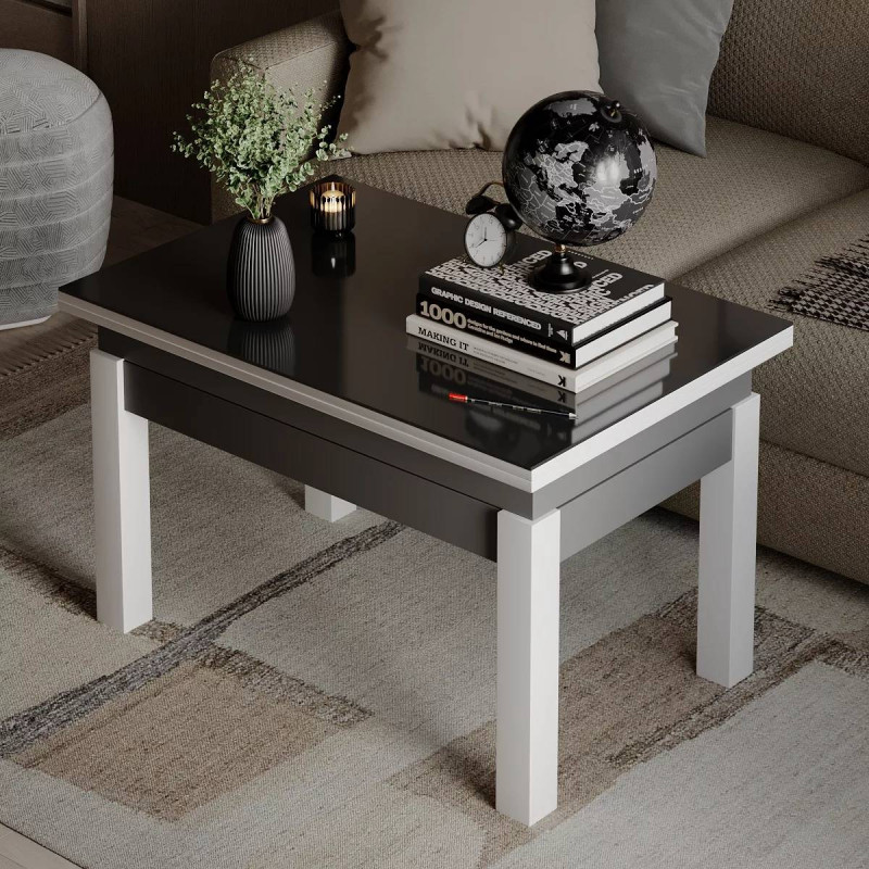 Стіл-трансформер B-Fly Glass Графіт/Білі ноги/Графітове скло (TB10070700112)