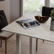 Стол-трансформер Dinner Glass Артвуд светлый/Белые ноги/Белое стекло (TB16202000101)