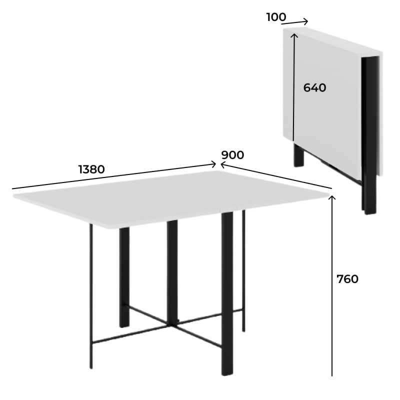 Стіл-трансформер Voody Графіт сірий/Чорні ноги (TB26070000030)