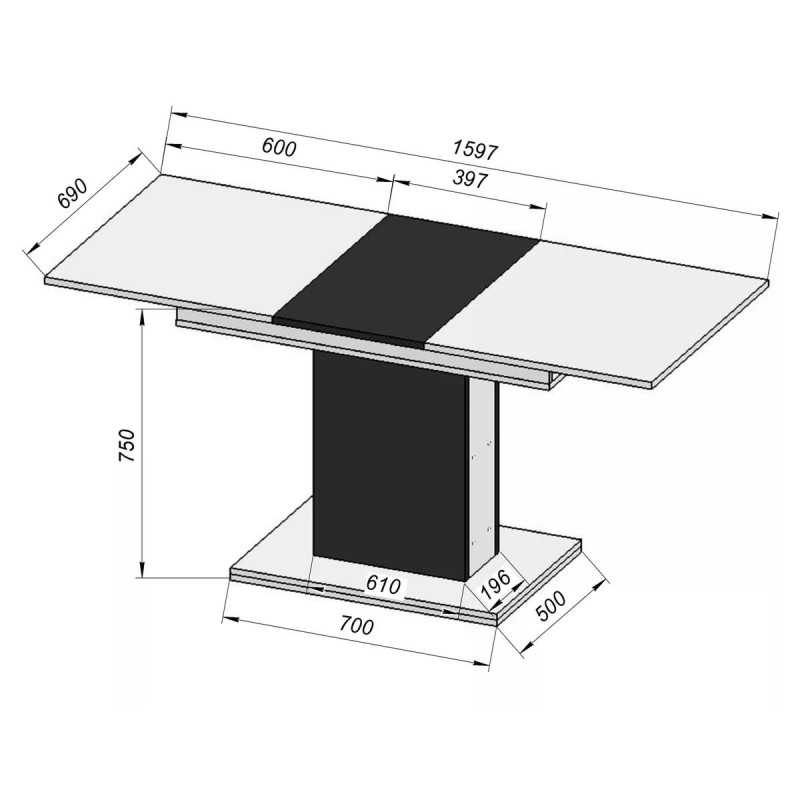 Стіл-трансформер Boston M 1200х690х750 Білий попелястий/Білий МДФ (TB12011619000)