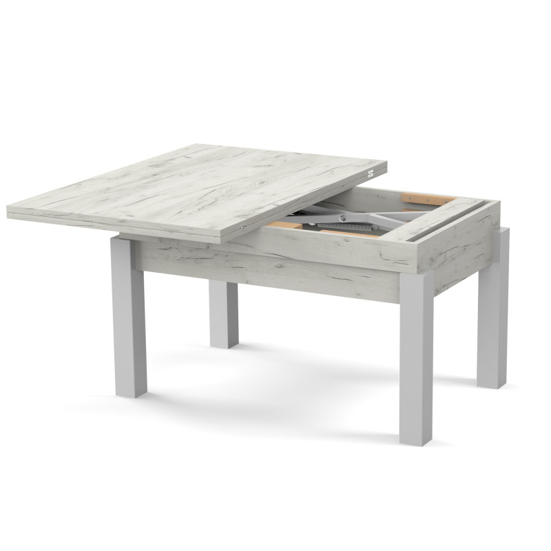 Стол-трансформер БАТТЕРФЛАЙ Дуб крафт белый/белый (960233)