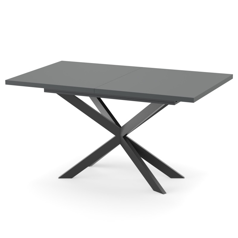 Раздвижной обеденный стол СПАЙДЕР МДФ Серый глянец/Черный 1400x800 (717536)