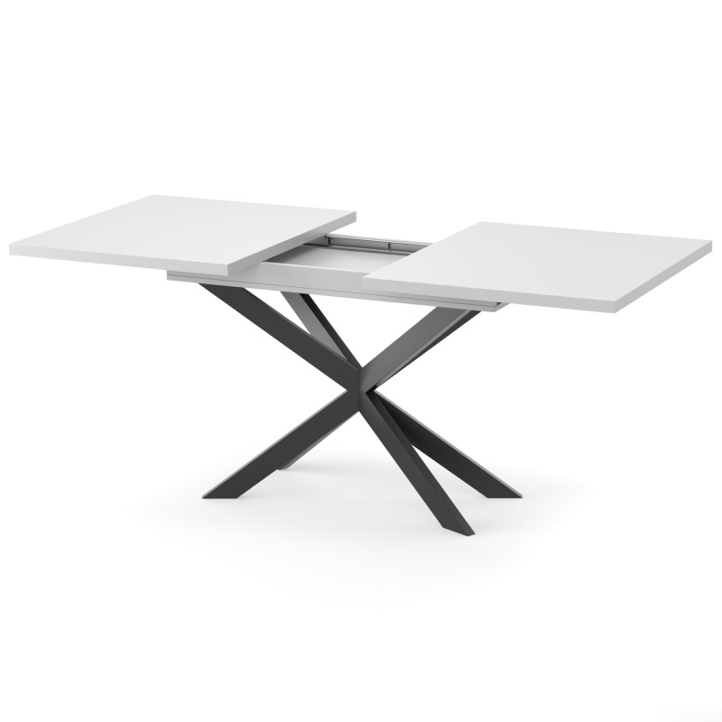 Раздвижной обеденный стол СПАЙДЕР МДФ Белый глянец/Черный 1400x800 (717535)