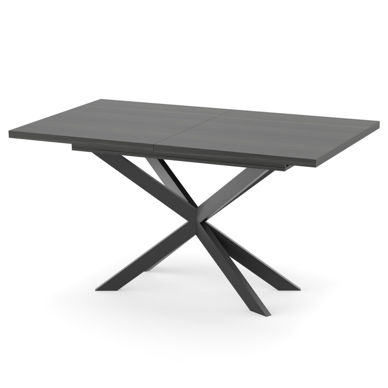 Раздвижной обеденный стол СПАЙДЕР МДФ Вяз металлический/Черный 1400x800 (717538)