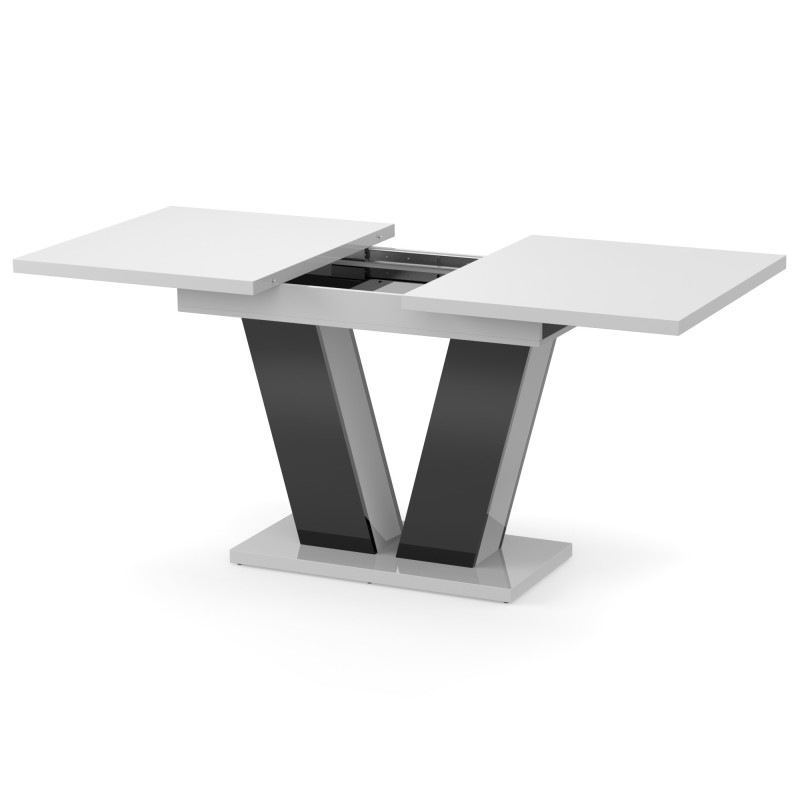 Обеденный раздвижной стол РОЙ МДФ Белый/Черный глянец (616453)