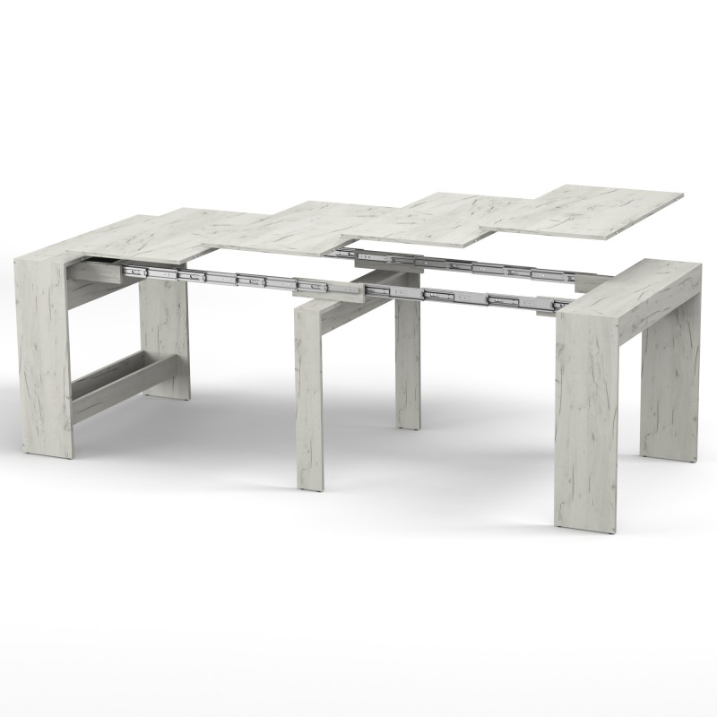 Обідній розсувний стіл для кухні ПІТОН Лайт Дуб крафт білий (853047)