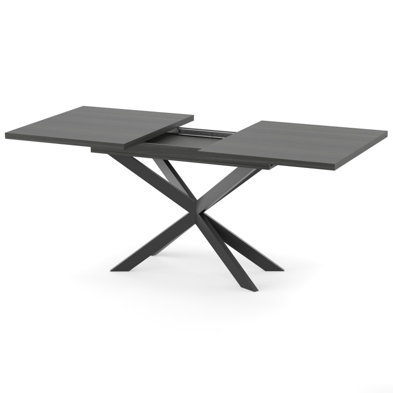 Раздвижной обеденный стол СПАЙДЕР МДФ Вяз металлический/Черный 1400x800 (717538)