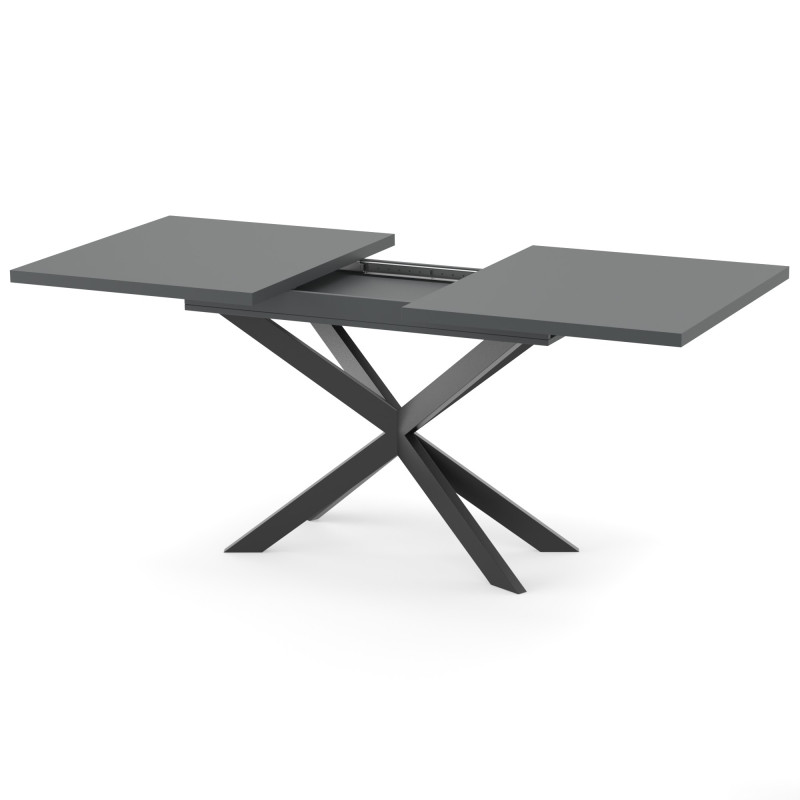Раздвижной обеденный стол СПАЙДЕР МДФ Серый глянец/Черный 1400x800 (717536)
