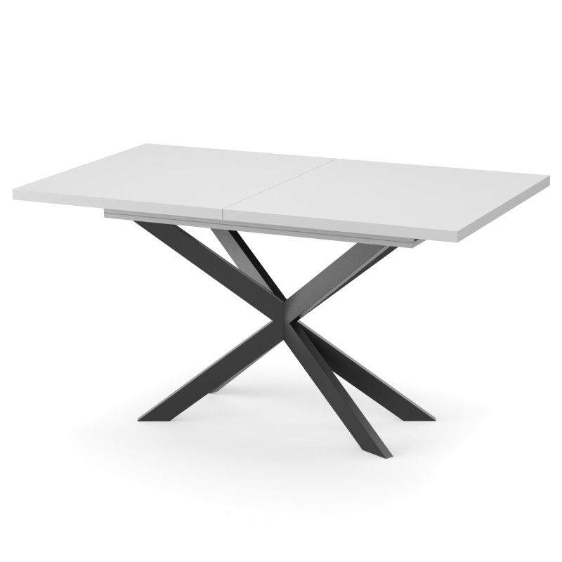 Раздвижной обеденный стол СПАЙДЕР МДФ Белый глянец/Черный 1400x800 (717535)