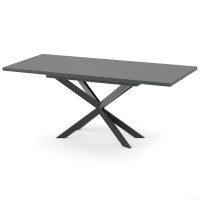 Раздвижной обеденный стол СПАЙДЕР МДФ Серый глянец/Черный 1400x800 (717536)