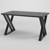 Стол обеденный лофт ГЕРКУЛЕС 1180x600 Угольный камень/Черный (10160-2)
