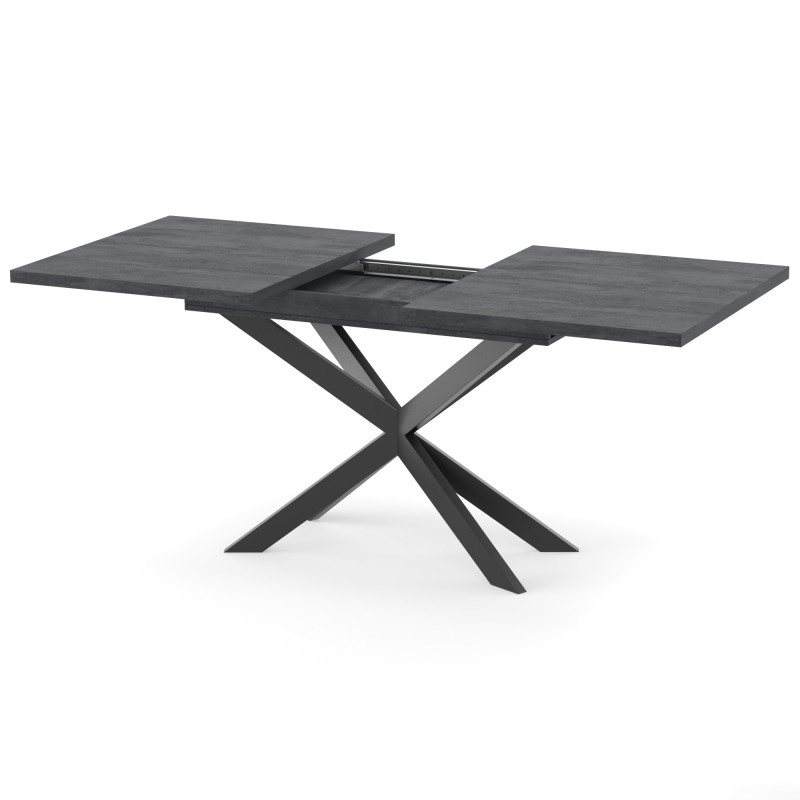 Раздвижной обеденный стол СПАЙДЕР ДСП Угольный камень/Черный 1400x800 (919773)