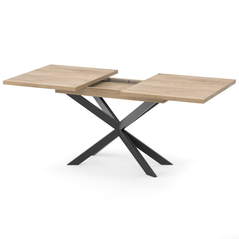 Раздвижной обеденный стол СПАЙДЕР ДСП Дуб кремона Торро/Черный 1400x800 (919771)