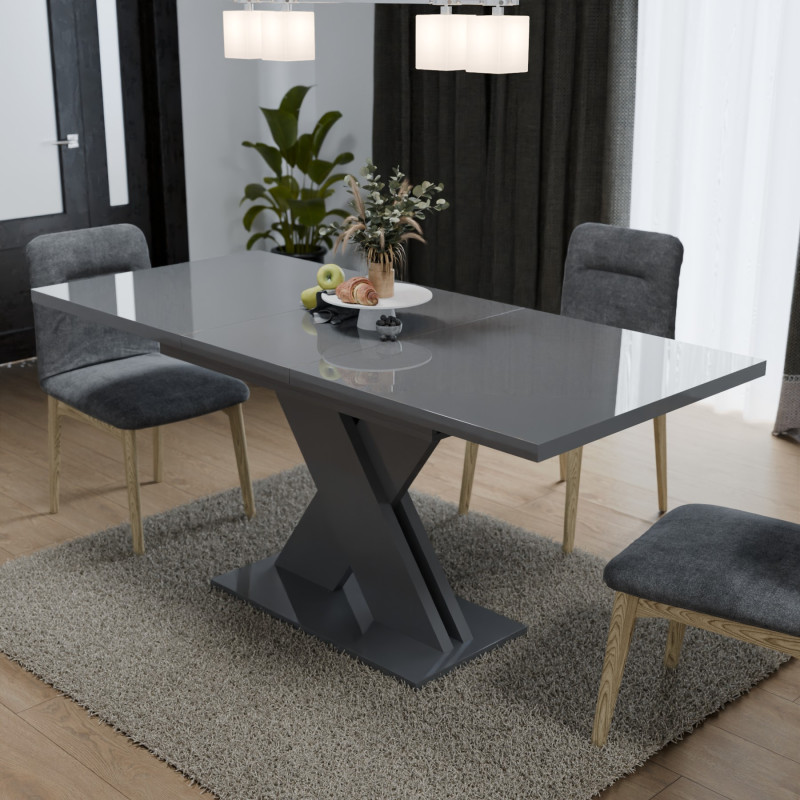 Обеденный раздвижной стол ЛАМАР МДФ Серый глянец (190772)