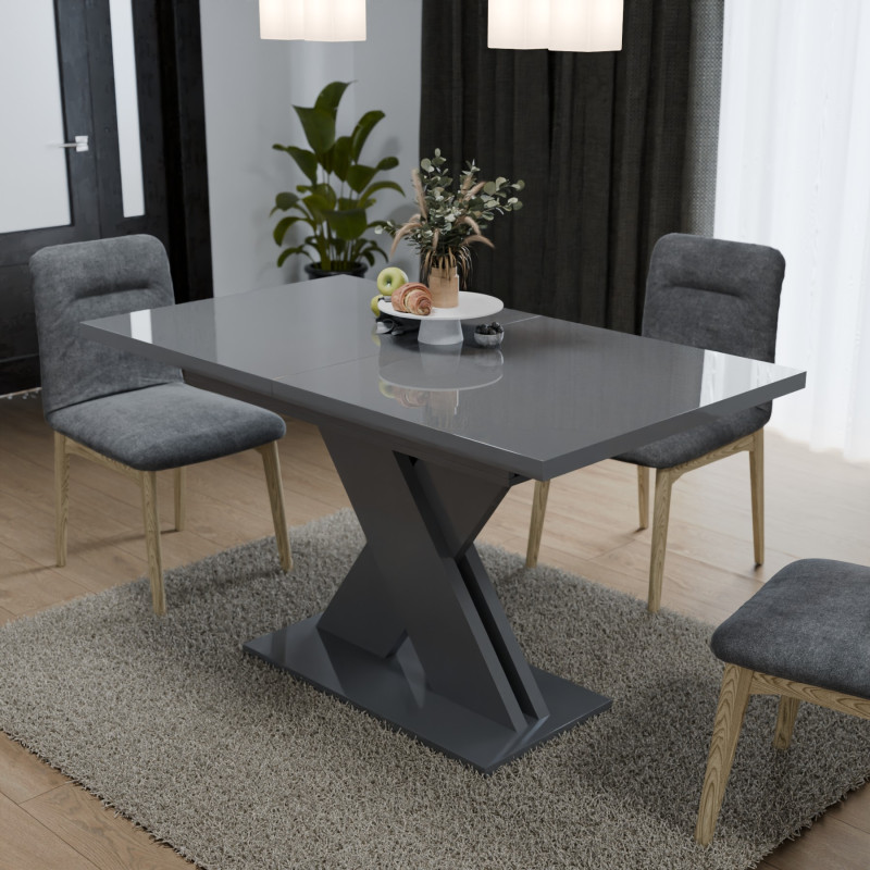 Обеденный раздвижной стол ЛАМАР МДФ Серый глянец (190772)