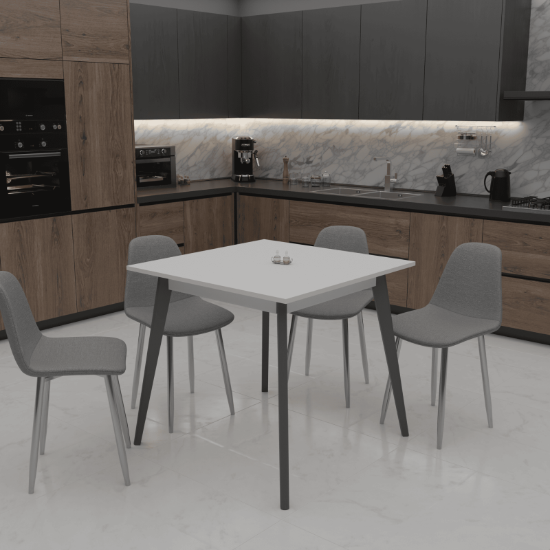 Стол обеденный БОН 780х780 Белый/Серый (558863)