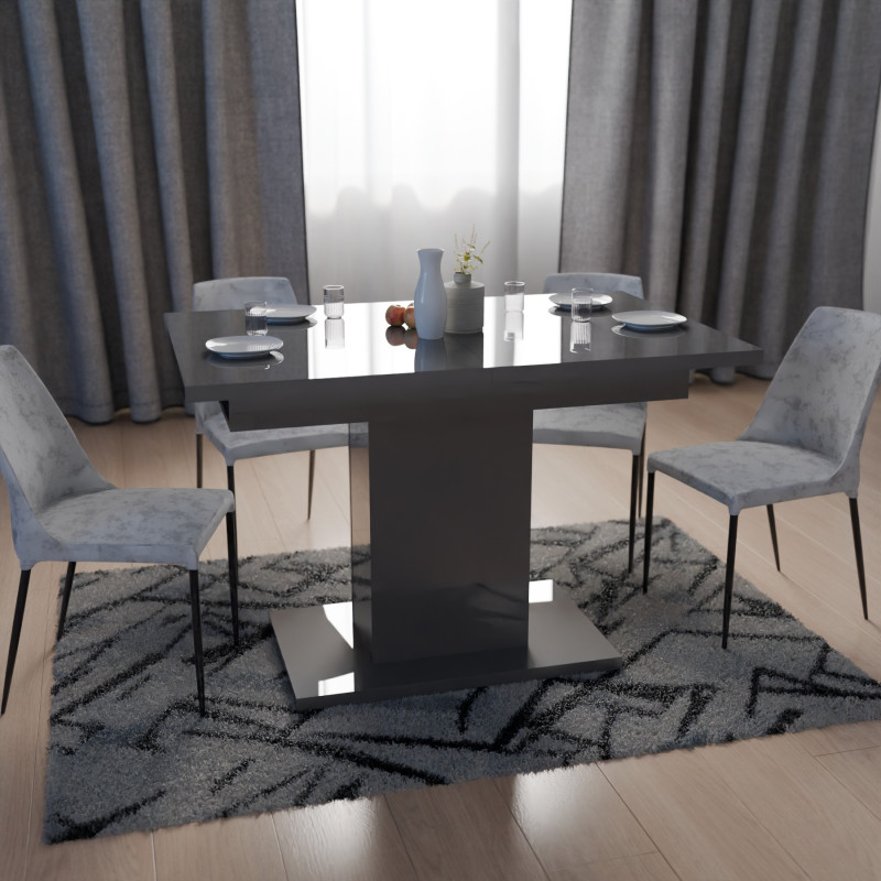 Обідній розсувний стіл ТВІСТ МДФ Сірий глянець (648153)