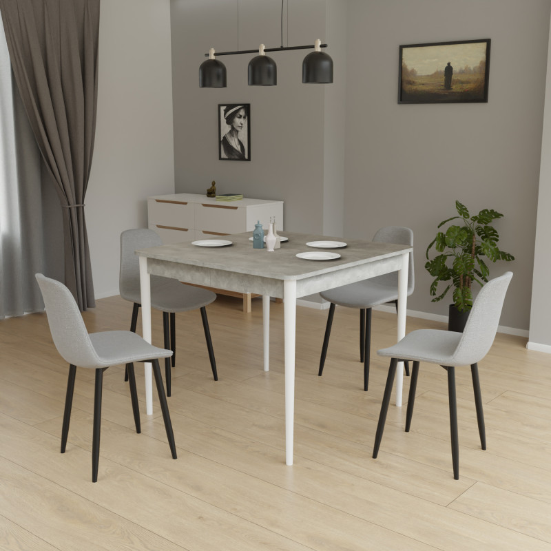 Розсувний стіл МОНО квадрат Бетон/Білий (472006)