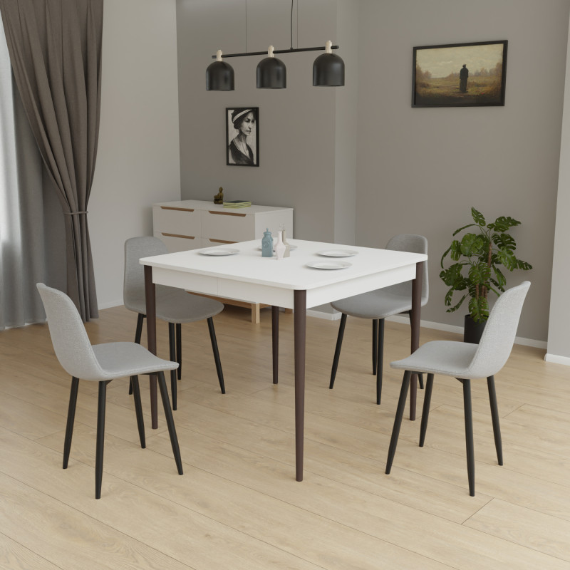 Розсувний стіл МОНО квадрат Білий/Венге (472004)