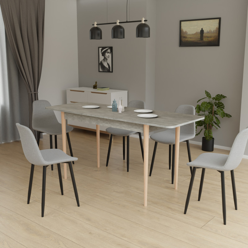 Раздвижной стол МОНО прямоугольный Бетон/Лак (474055)