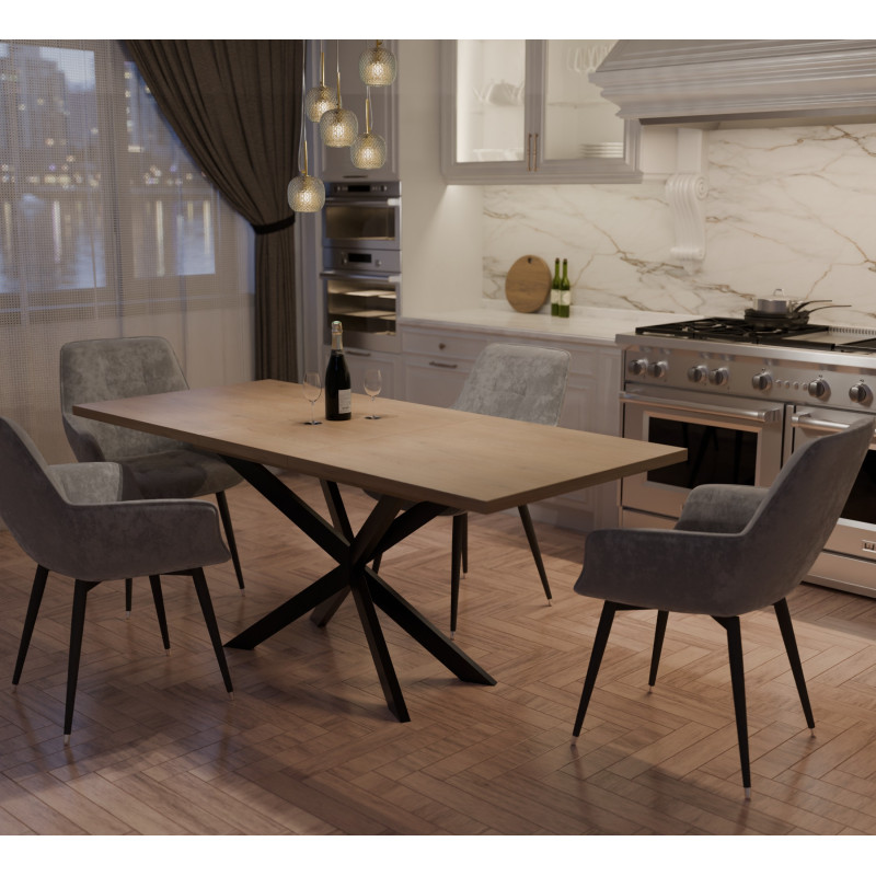 Раздвижной обеденный стол СПАЙДЕР ДСП Дуб кремона Торро/Черный 1400x800 (919771)