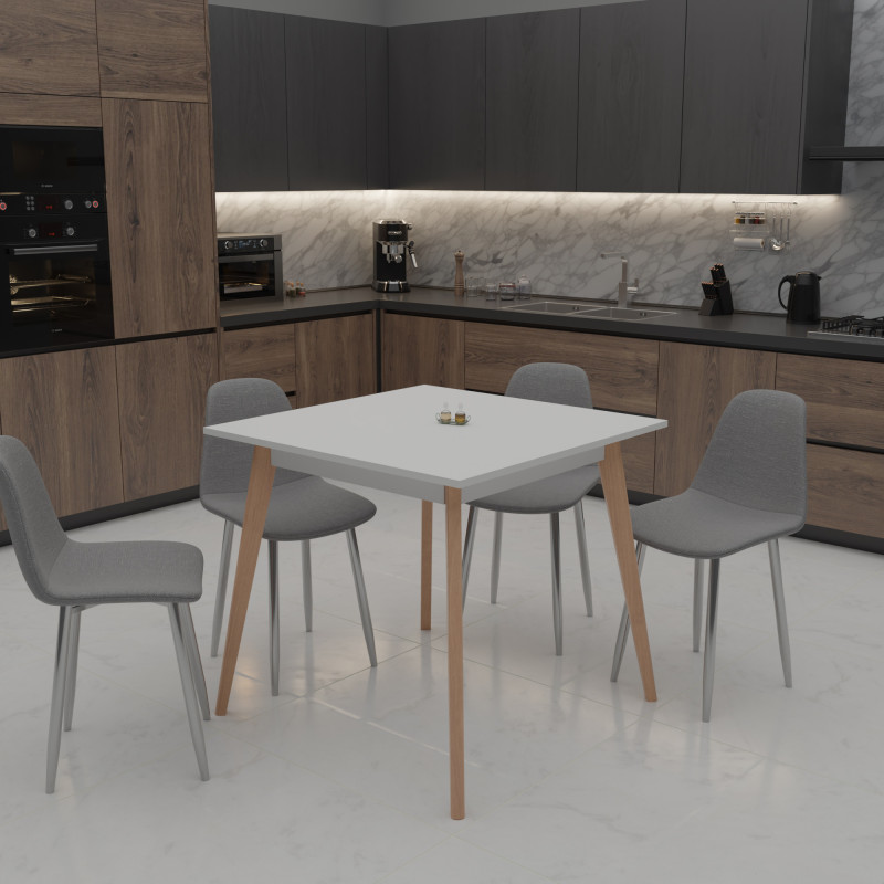 Стол обеденный БОН 780х780 Белый/Лак (558858)