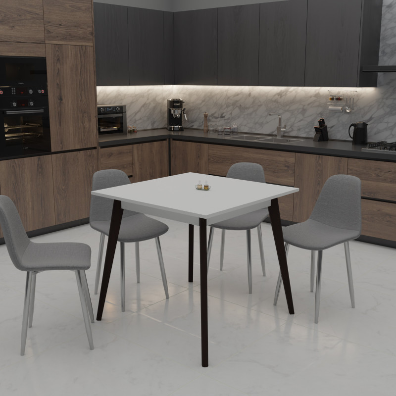 Стіл обідній БОН 780х780 Білий/Венге (558853)