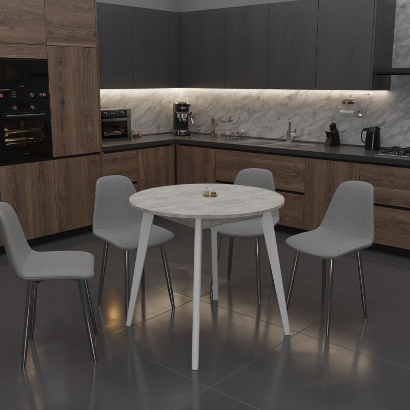 Стіл обідній БОН 880х880 Бетон/Білий (558867)