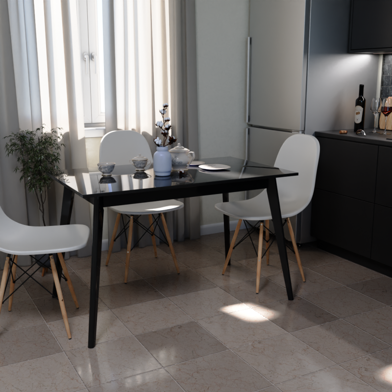 Стол обеденный для кухни ТУРИН 1180 Черный глянец (421493)