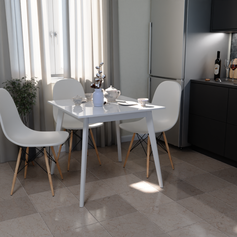 Стол обеденный для кухни ТУРИН 780 Белый глянец (303431)