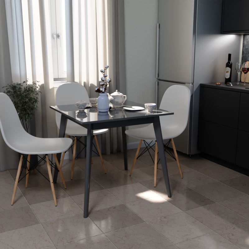 Стол обеденный для кухни ТУРИН 780 Серый глянец (303432)