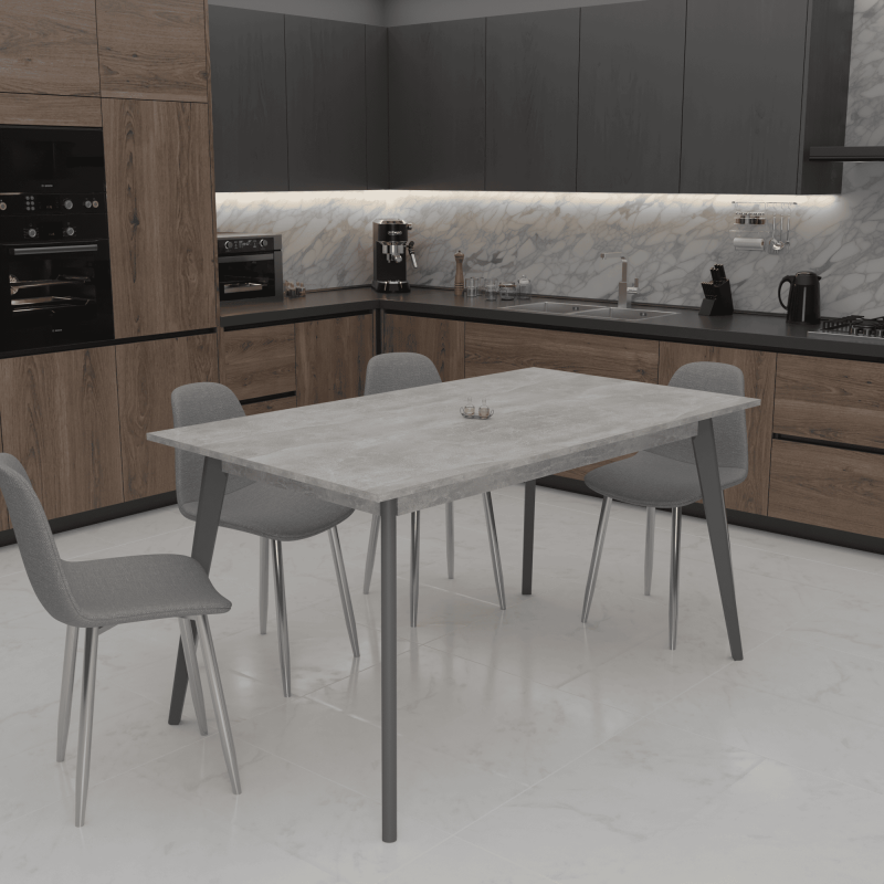 Стол обеденный БОН 1380х780 Бетон/Серий (558923)