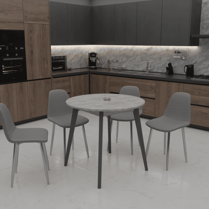 Стіл обідній БОН 880х880 Бетон/Сірий (558882)