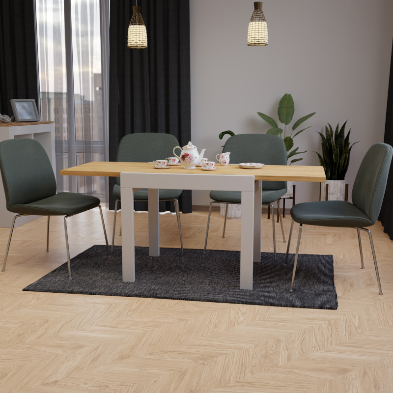 Стіл обідній розсувний КОРС Дуб крафт золотий/Білий (2824824)