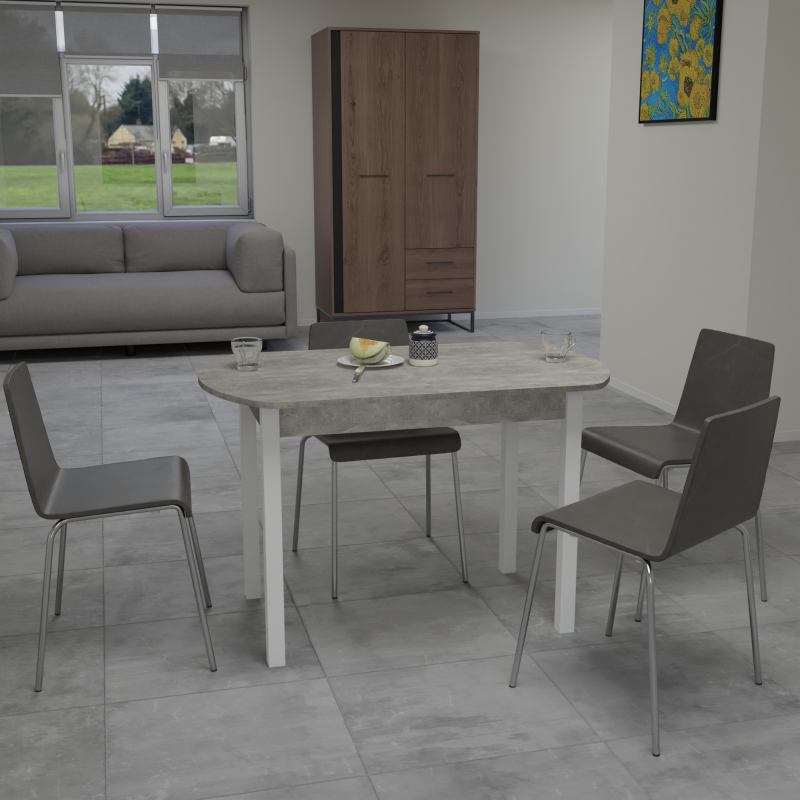 Стіл обідній розсувний МОДЕРН Бетон/Білий (2824837)