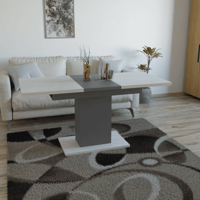 Стіл розсувний ГРЕЙС Дуб крафт білий/Графіт (254033)