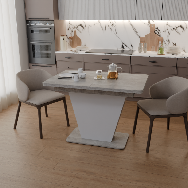 Стол раздвижной КЛАЙД Бетон/Белый (239272)