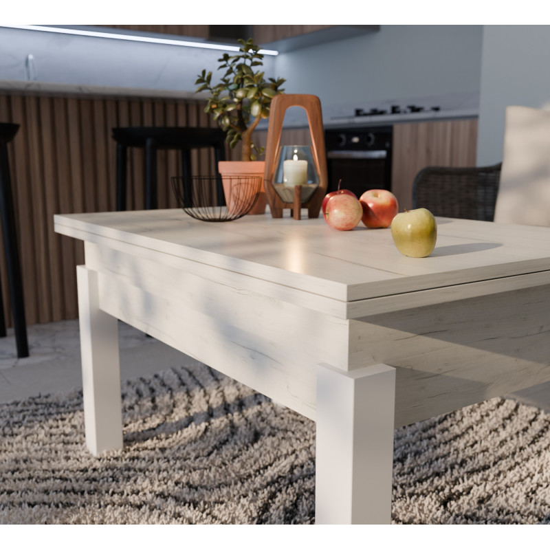 Стол-трансформер БАТТЕРФЛАЙ Дуб крафт белый/белый (960233)