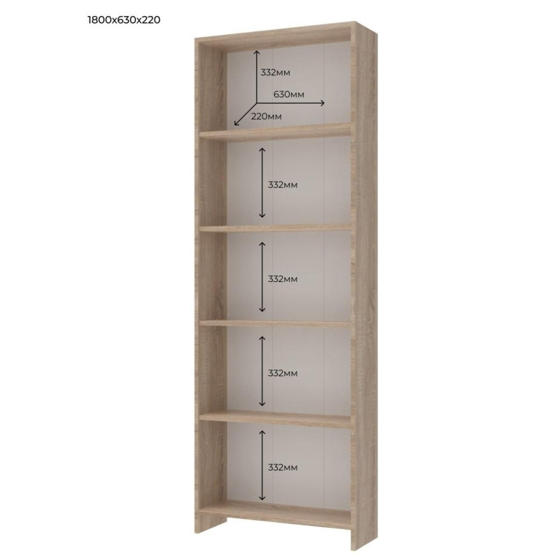 Этажерка Большая Дуб Cонома 61х22х180 (40515972)