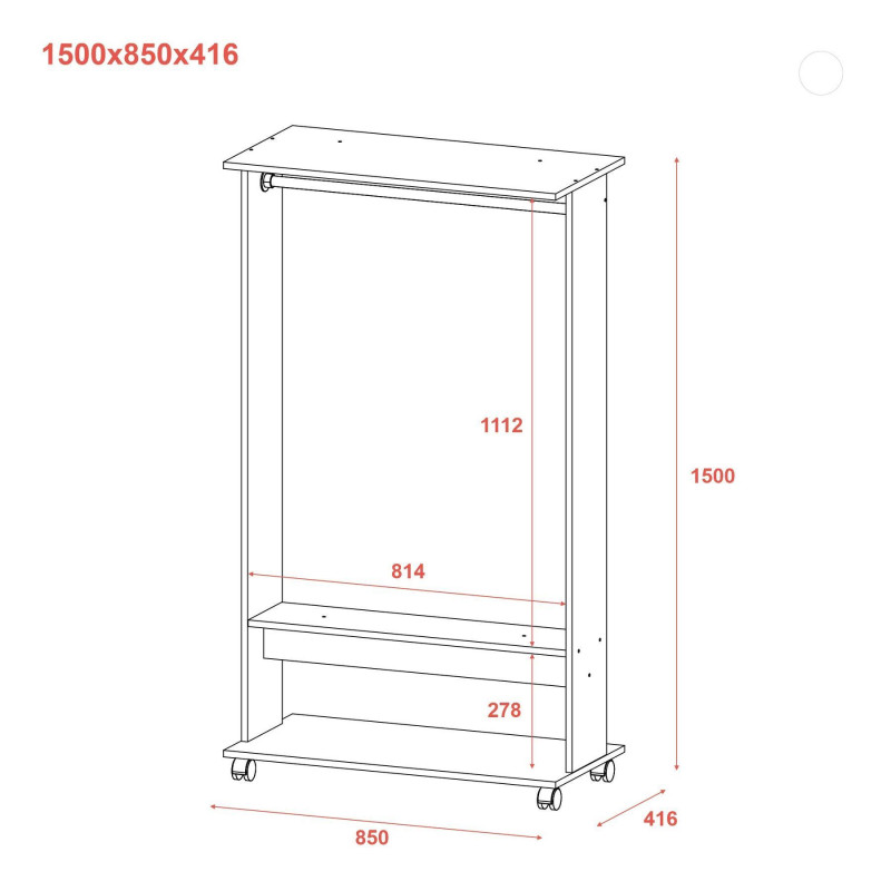 Гардеробная стойка Д2 Графит 85х41.6х150 (41510110)