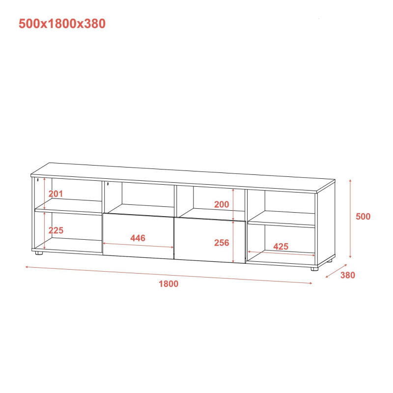 Комод Рон 4 Кашемир 2 фасада 2 ящика 180х38х50 (41516046)