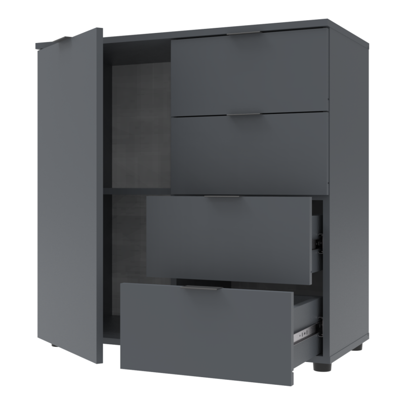 Комод Рон 1 1 фасад 4 ящика Графит 80х38х81 (41516006)