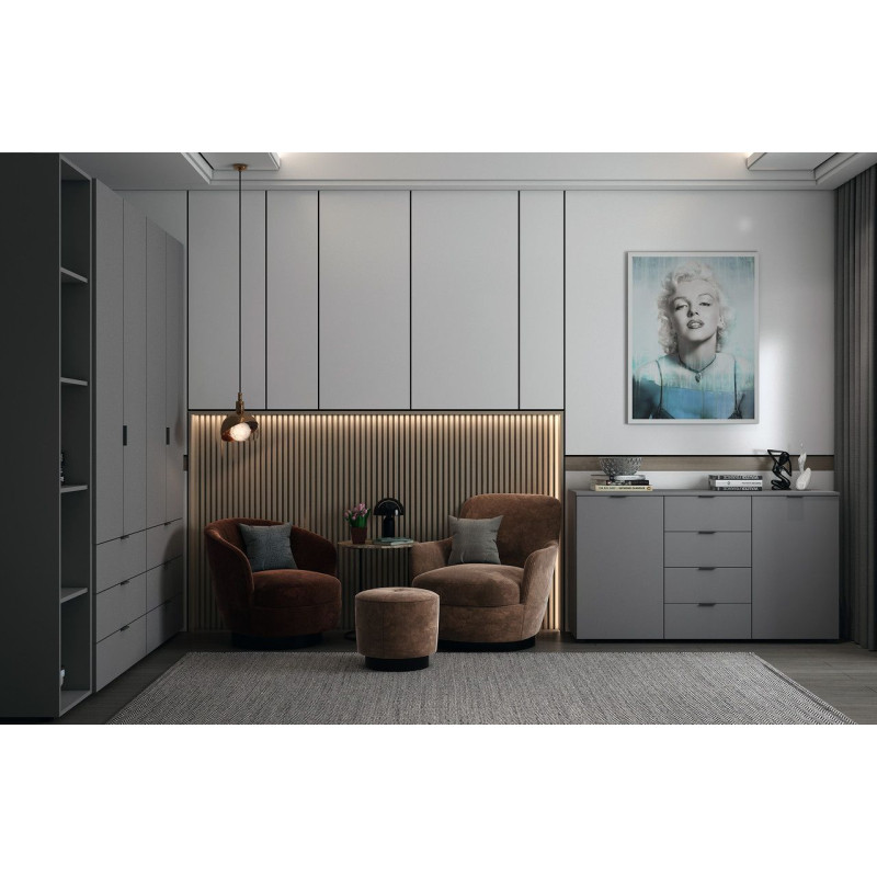 Комод Рон 5 Графит 2 фасада 4 ящика 140х38х81 (44900235)