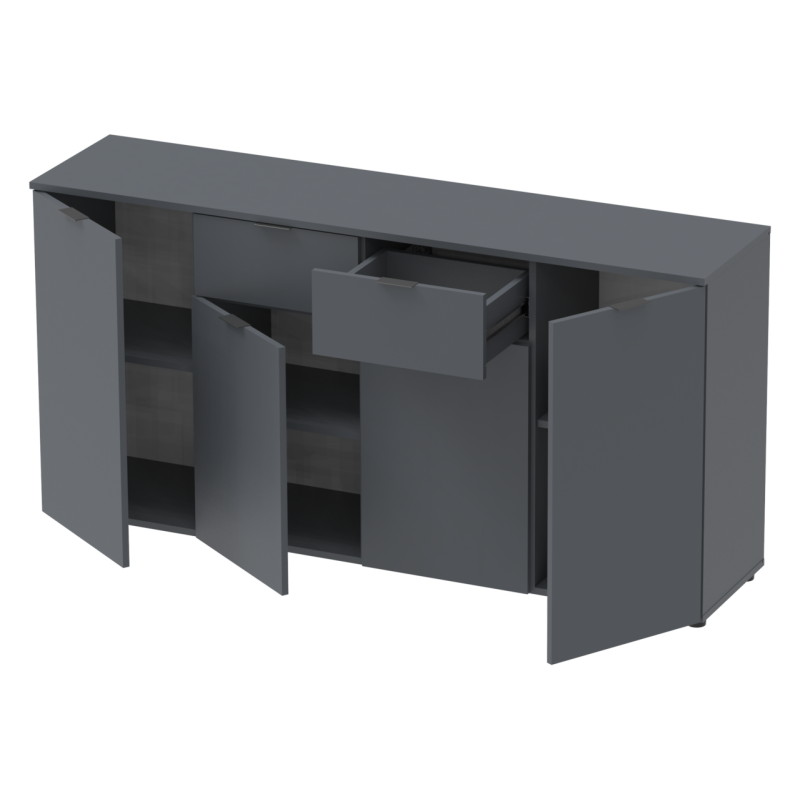 Комод Рон 7 Графит 4 фасада 2 ящика 160х38х81 (44900236)