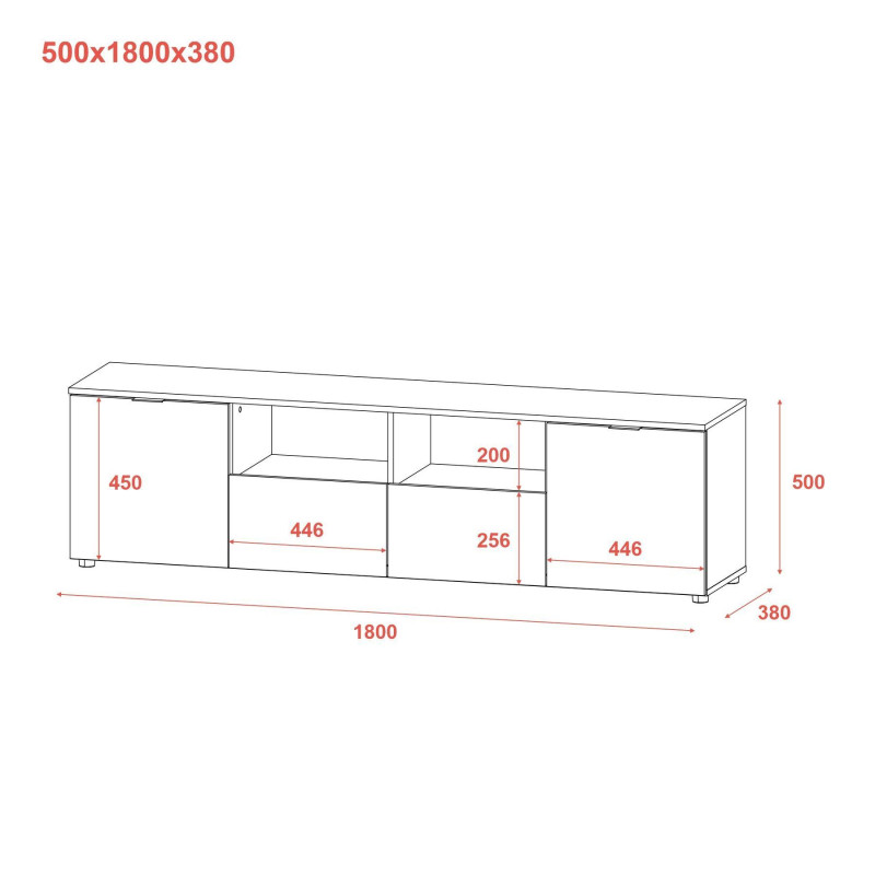 Комод Рон 4 Кашемир 2 фасада 2 ящика 180х38х50 (41516046)