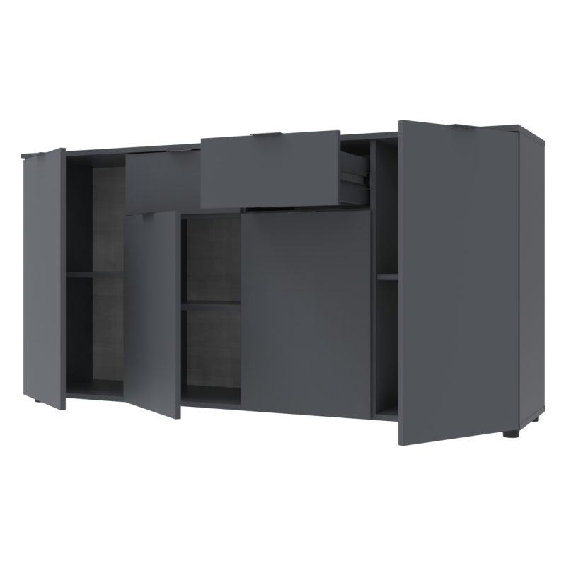 Комод Рон 7 Графит 4 фасада 2 ящика 160х38х81 (44900236)
