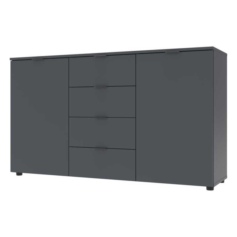 Комод Рон 5 Графит 2 фасада 4 ящика 140х38х81 (44900235)