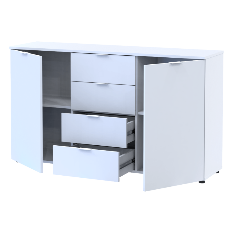 Комод Рон 5 Белый 2 фасада 4 ящика 140х38х81 (44900223)