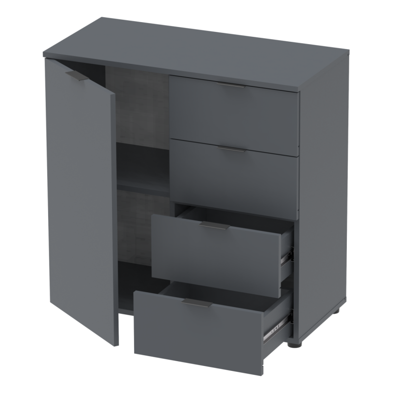 Комод Рон 1 1 фасад 4 ящика Графит 80х38х81 (41516006)