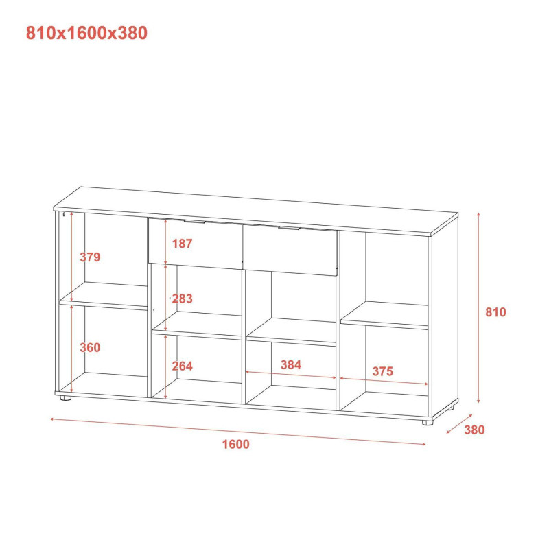 Комод Рон 7 Кашемир 4 фасада 2 ящика 160х38х81 (41516049)